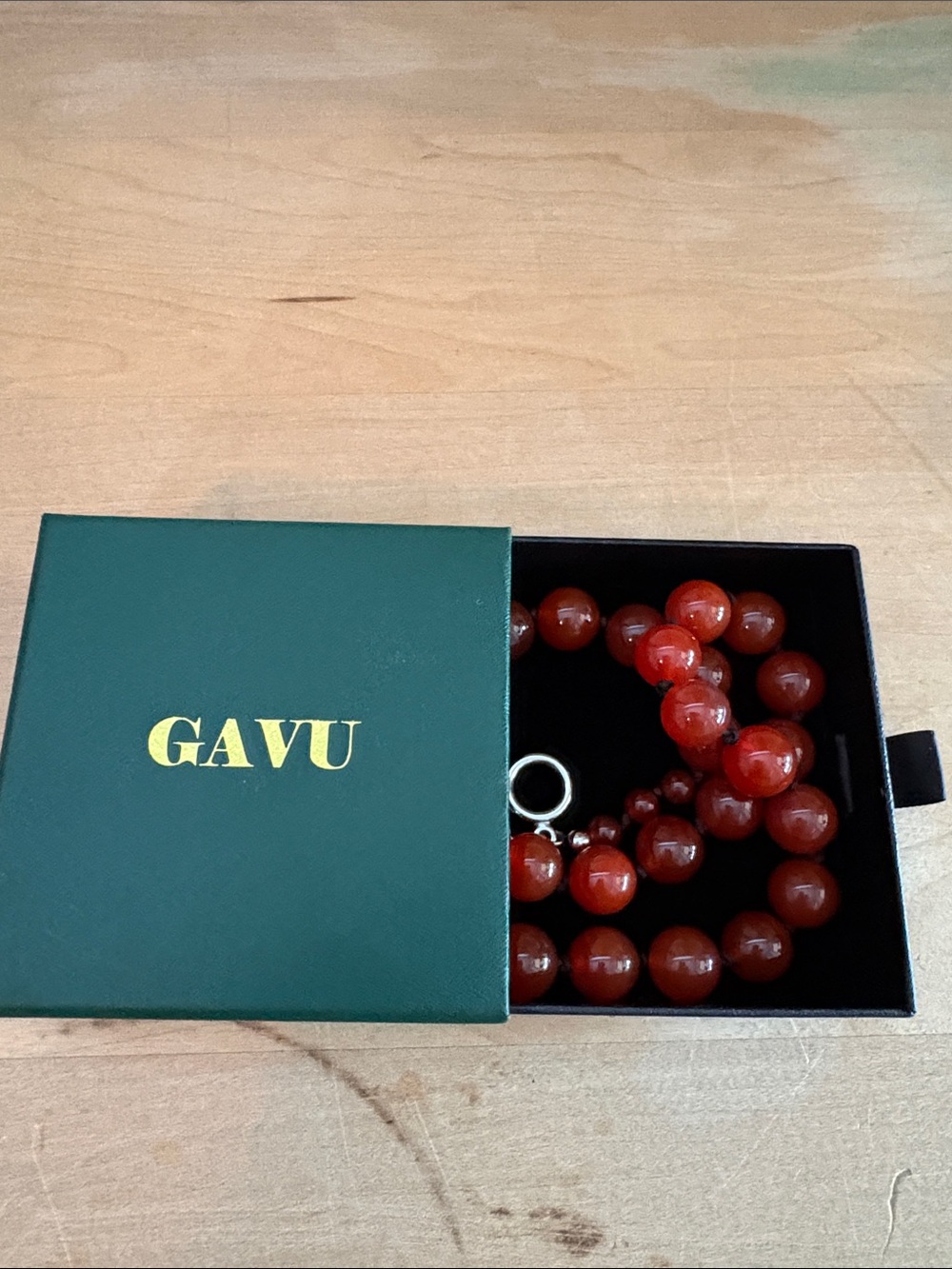 GAVU Red Beaded Necklace in Gift Box